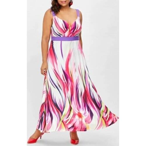 Women Summer Wear Multi Color Printed Sleeveless Maxi Dress
