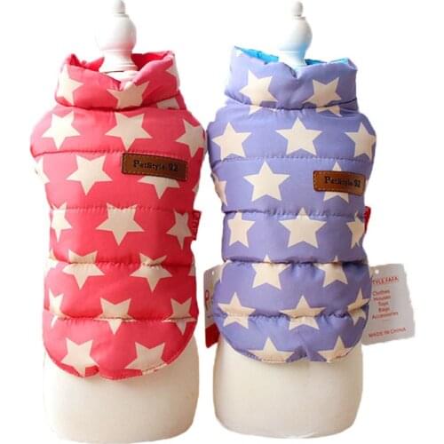 Stars Printed Dog Coat Winter Warm Cotton Pet Jacket Puppy Cat Vest Clothes Pets Apparel For Small Dogs Teddy Chihuahua PETSTYLE