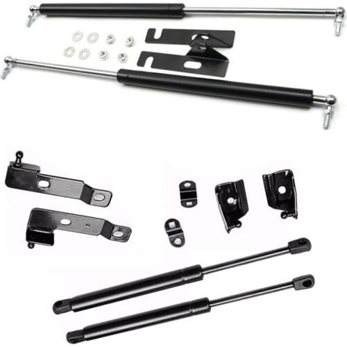 1 Set Black Front Engine Hood Lift Support Shock Struts & 1 Set Car Front Bonnet Hood Cover Support Kit