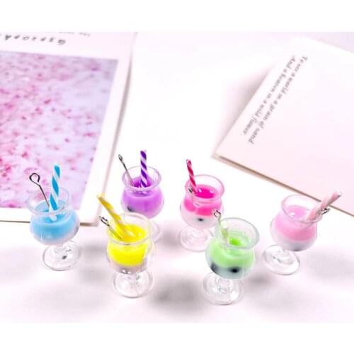 10pcs Plastic milkshakes Charms Transparent fruit Juice Bottle DIY Pendants Craft Earrings Bracelet Dangle Jewelry Accessories