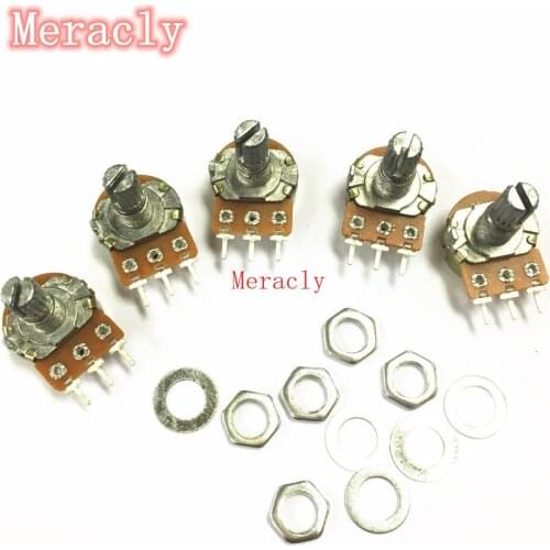 10PCS High Quality WH148 B200K Linear Potentiometer 15mm 1K 2K 5K 10K 20K Shaft With Nuts And Washers Hot 50K 100K 250K 500K 1M