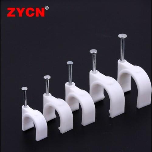 100Pcs Cable Clips Holder Round Management Electrical Wire Cord Tie Wall With Screw Net U Type 4/6/10/12MM