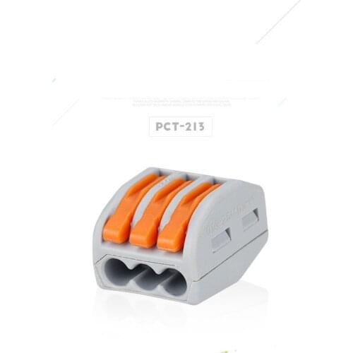 100Pcs PCT-213 22-413 3 Pin Universal compact wire wiring connector conductor terminal block with lever gray