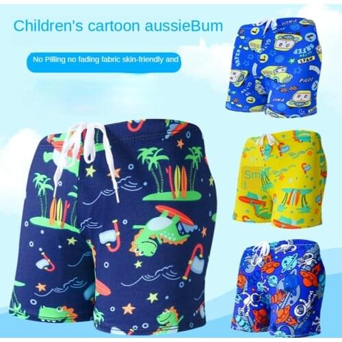 2021 New Fashion Childrens Swimming Trunks Boxer Comfortable with Lace-up Little Boy Beach Pants Cartoon Print Shorts