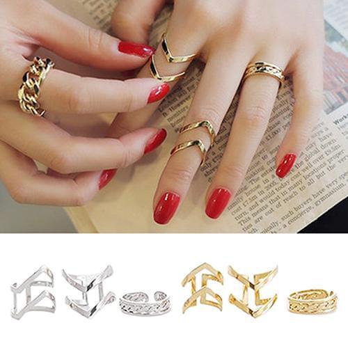 3Pcs/Set Fashion Womens Arrow Hollow Midi Knuckle Open Finger Ring Band G Finger Rings For Women Ring Set Jewelry Gift