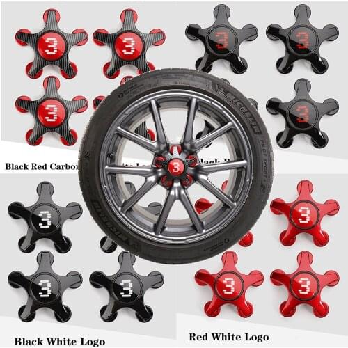For Tesla Model 3 17-21 Carbon Fiber ABS Wheel Hub Center Cover Center Rim Cap 4pcs