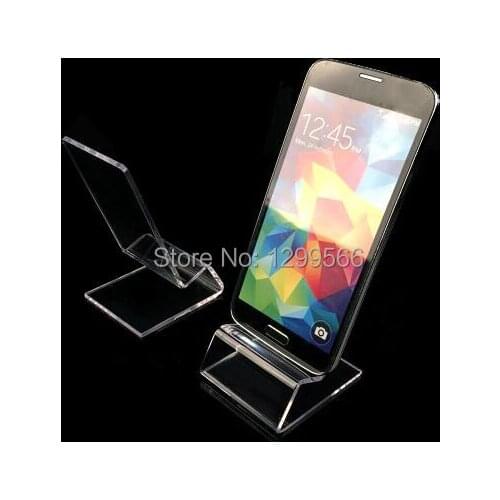 50pcs Fashion clear acrylic Mount Tablet phone display stand jewelry/watch/mobile cell phone display holder rack W-02