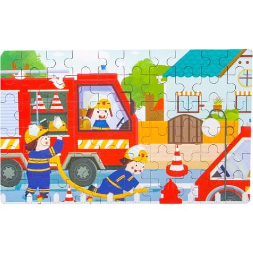 60pcs Wooden Jigsaw Puzzle Toys For Kids Cartoon Traffic Wooden Jigsaw Puzzles Toddler Children Learning Educational Toy
