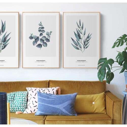 Watercolor Plant Leaves Chinese English Phrase Canvas Art Painting Print Poster Picture Wall Living Room Home Decorative Mural