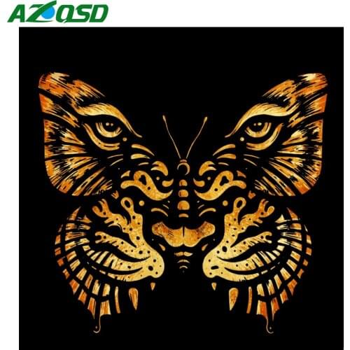AZQSD Full Square Diamond Painting Butterfly Tiger Cross Stitch Diamond Embroidery Animal Mosaic Rhinestones Home Decor Gift
