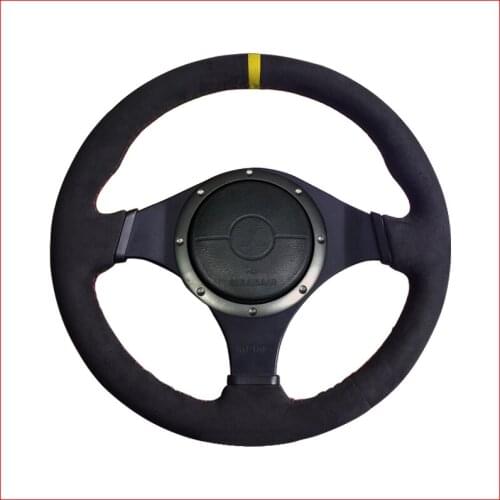MEWANT Black Suede Yellow Marker Steering Wheel Cover for Mitsubishi Lancer Evolution 8 VIII Lancer Evolution 9 IX