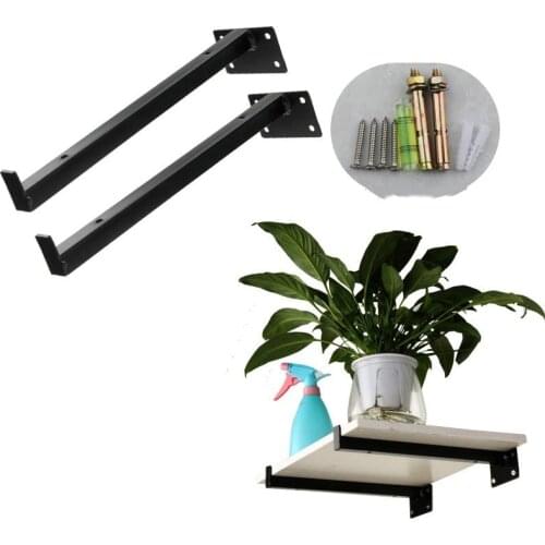 2PCS 20-50cm Black Wall Mounted Table Shelf Bracket Heavy Duty Scaffold Board Floating Bracket Industrial Iron Support Table