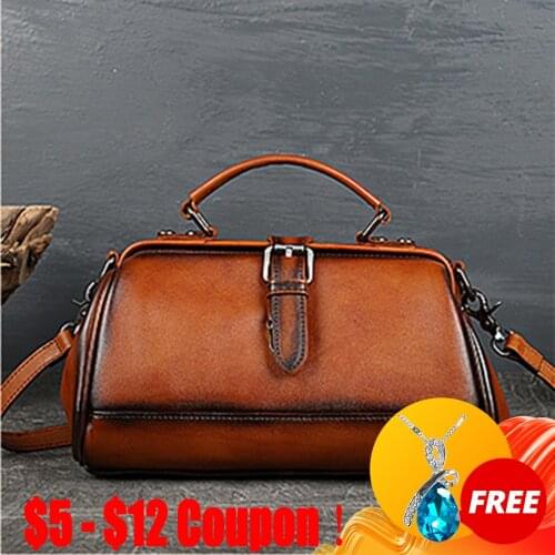 CGA Retro Ladies Handbags Bags For Women Shoulder Luxury Soft Cow Leather 2021 New Handmade Hasp Handbag Casual Messenger Bag