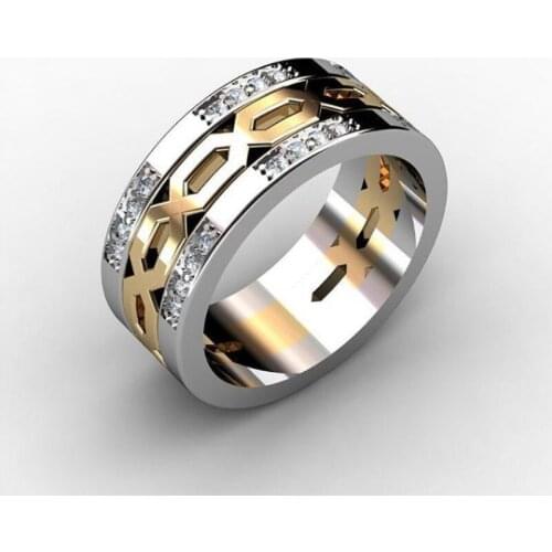 Designer Steampunk Chain Shape Rings For Men Trendy Double Color Male Jewelry Punk Party Accessories Hip Hop Gifts