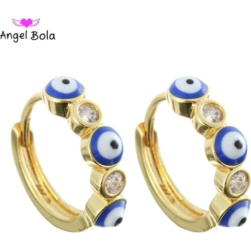 Islamic Muslim New Round Fashion Lucky Demon Eye Crystal Womens Charm Earrings High-end Jewelry Exquisite Popular Earring Gift