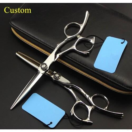 Custom high quality professional japan 440c 6'' hair scissors cutting makas barber salon thinning shears hairdressing scissors
