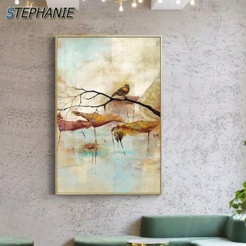 Japanese Landscape Canvas Painting Flowers and Birds Posters and Prints for Living Room Decor Traditional Chinese Wall Pictures