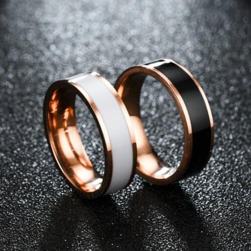 HOBBORN Classic Stainless Steel Rings Men Women Rose Gold Silver Color Wedding Ring Romantic Couple Jewelry Valentines Day Gift