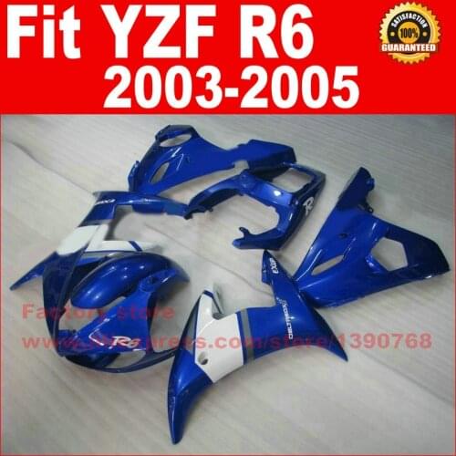 Motorcycle body fairings kit for YAMAHA R6 2003 2004 2005 YZF R6 03 04 05 YZFR 600 blue white fairing part