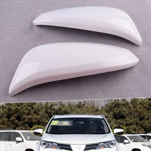 CITALL 1 Pair White Car Front Left and Right Side Wing Rearview Mirror Cover Cap Fit For Toyota RAV4 2013 2014 2015