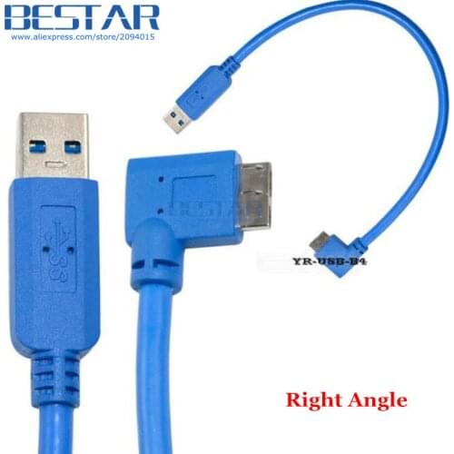 50pcs/lot) 30cm 1FT Micro-B USB 3.0 Micro B male 10pin 90D Right & Left angle to USB 3.0 A male plug short Cable for camera HDD