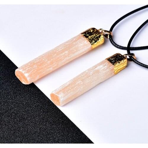 Natural Selenite Plaster Pendant Necklace Mineral Specimen Jewelry Reiki Healing Crystal Energy Stone DIY Gifts Amulet