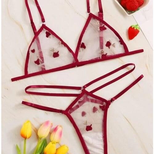 Underwear For Women Transparent Sexy Lingerie Set Floral Embroidery Lace Underwear Set Underwire Push Up Bra Underwear