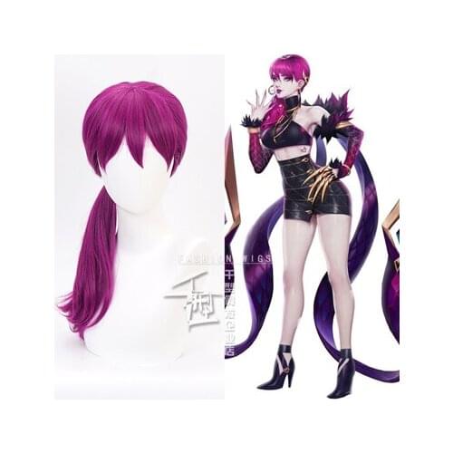LOL League of Legends KDA New Skin Ahri Kda Akali Rogue Assassin Evelynn Kaisa Cosplay Costume Wigs Synthetic Hair + Wig Cap