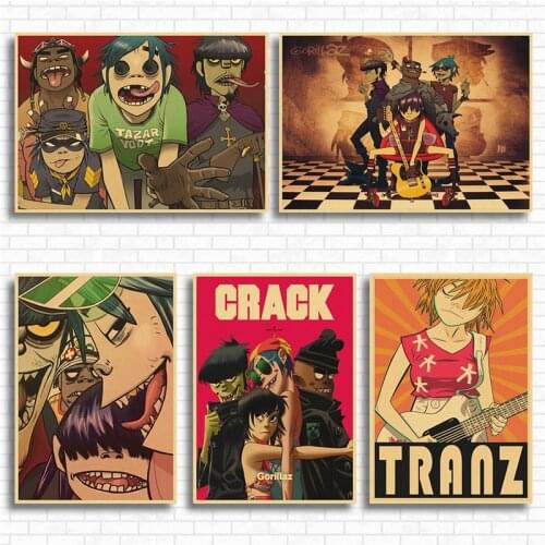Gorillaz Hip hop Kraft Paper Posters Art Paintings Modern Style Wall Picture Living Room Home Bar Club Decor Wall Stickers
