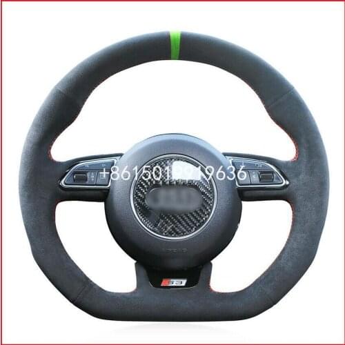 Customized Black Suede DIY Car Steering Wheel Cover for Audi S1 8X S3 8V Sportback S4 B8