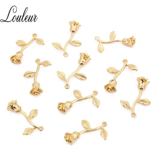 5pcs/lot 22.5X33mm Rose Drop Pendants for Necklaces Gold Silver Color Charms Pendants DIY Jewelry Making Findings