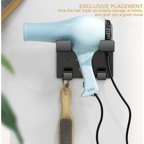 Hair Dryer Comb Rack Holder Bathroom Storage Organizer Wall Mounting Commodity Shelf Bathroom Parts Hair Dryer Holder With Hook