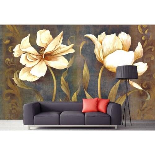 Custom floral murals,Vintage floral painting,3D stereoscopic wallpaper for living room bedroom TV backdrop embossed wallpaper