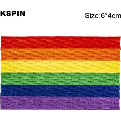 6*4cm Rainbow pride Embroidery Patches Iron on Saw on Transfer patches Sewing Applications for Clothes in Home&Garden