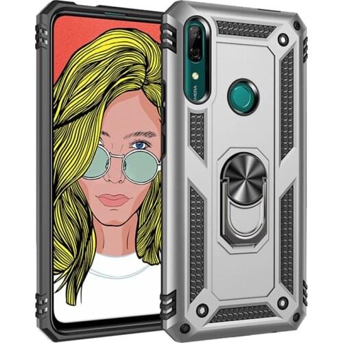 Luxury Armor Soft Shockproof Case For Huawei P Smart Z STK-LX1 PSMART 2019 POT-LX3 POT-LX1 Silicone Bumper Hard Metal Ring Cover