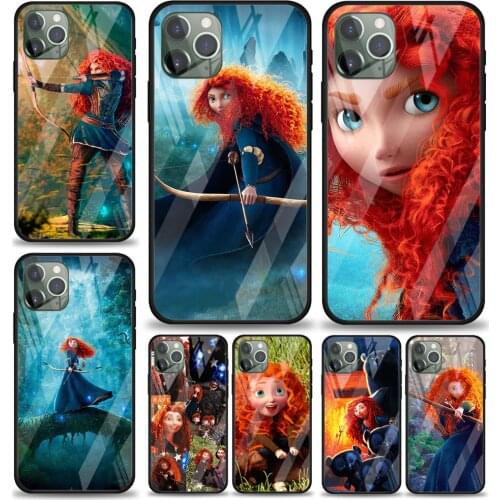 Merida Brave Disney Princess for Apple iPhone 12 Pro Max Mini 11 Pro XS Max X XR 6S 6 7 8 Plus Luxury Tempered Glass Phone Case