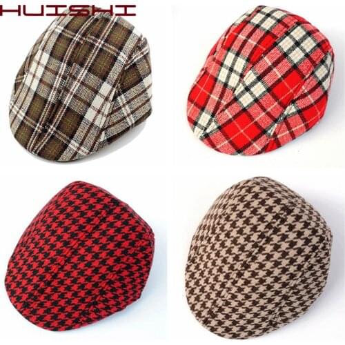 HUISHI Hat Boy Berets Plaid England Style Children Handsome Cute Visors Cap Winter Autumn Spring Berets Boy Hat Girl Kids Caps
