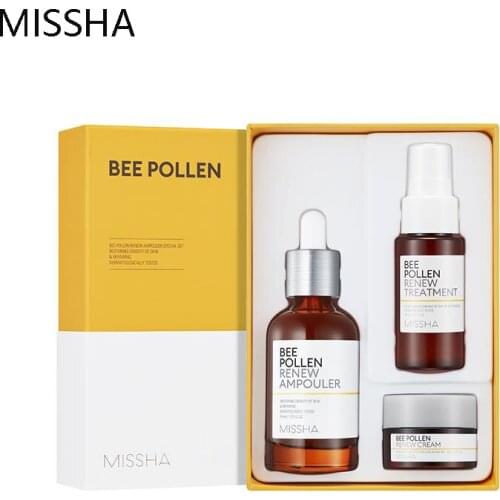 MISSHA Bee Pollen Renew Special Set ( Bee Pollen Renew Ampouler 40ml + Cream 5ml + Treatment 30ml ) Face Care Korea Cosmetics