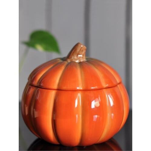 Pumpkin Candy Jar With Lid Home Creative Home Kitchen Storage Jar Halloween Ceramic Storage Tank