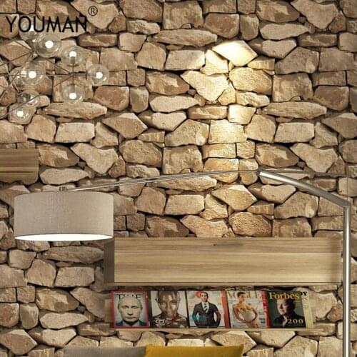 Wallpaper 3D Retro pvc vinyl wallpaper 3D Personality Stone Pattern Living Room Wall Decor Restaurant Waterproof 3D Wall papers