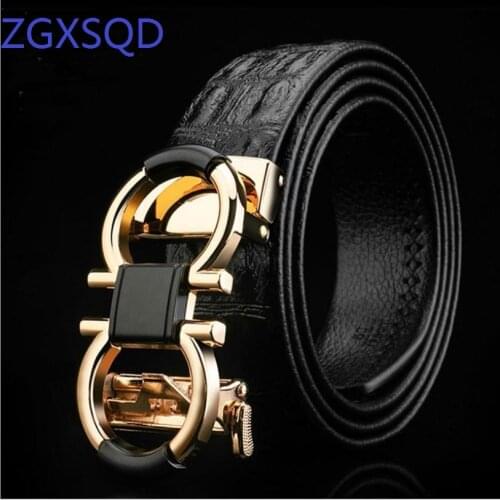 High-Grade Crocodil Mens Leather Embossing Automatic Checkoff Full-Grain Leather Business Waistband GG Belt Luxury Designer