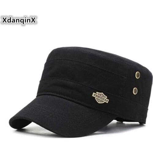 XdanqinX Youth Mens Flat Cap Cotton Army Military Hats Snapback Cap Adjustable Head Size Mesh Breathable Sports Cap For Men