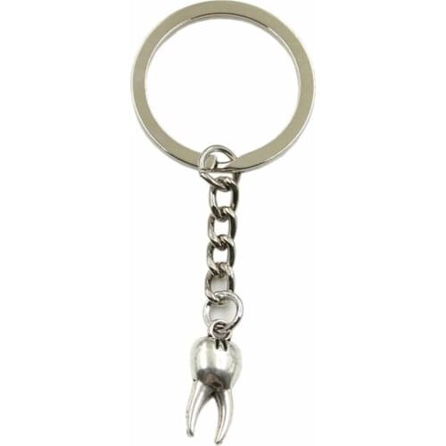 Factory Price Zombie Tooth Teeth Molar Pendant Key Ring Metal Chain Silver Color Men Car Gift Souvenirs Keychain Dropshipping