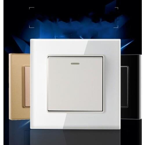 1/2/3 Gang 1 2 Way Wall Switch Luxury Tempered Glass Panel Light Switch Home Push Button Switch On/Off Switch Interruptor 16A