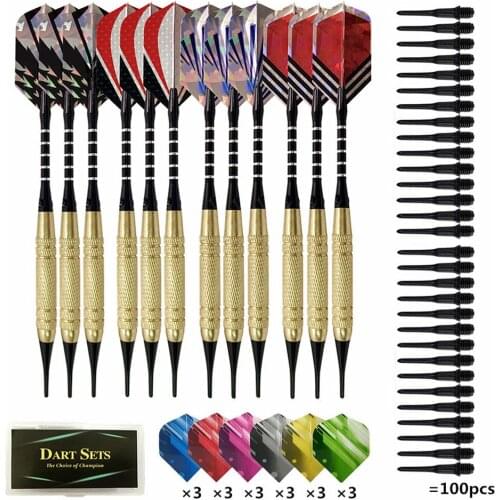 100 Pcs Dart Set Multiple Styles Darts Flights Professional Darts Soft Plastic Tips Set For Electronic Dartboard Accessories