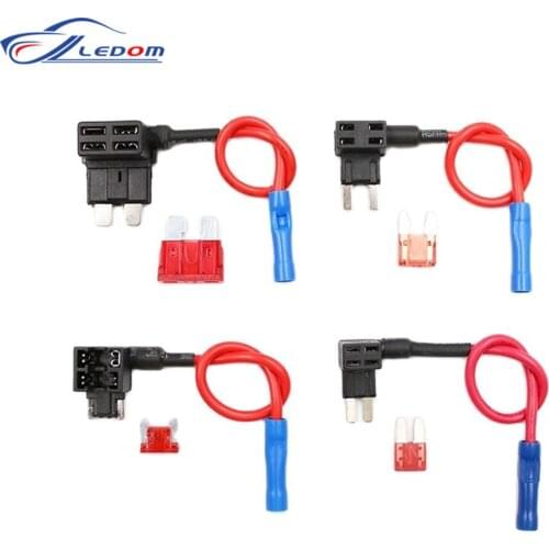 12V Fuse Holder Add-a-circuit TAP Adapter Micro Mini Standard Ford ATM APM Blade Auto Fuse with 10A Blade Car Fuse with holder