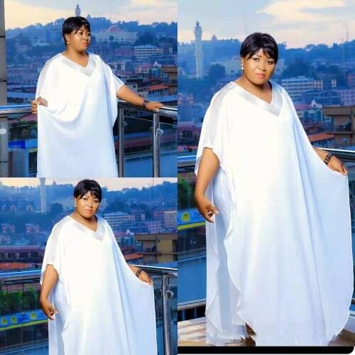 2021 Two Pieces African Dresses for Women New Africa Chiffon Summer Dress Inner Wear Outfit Solid Plus Size Long Dress