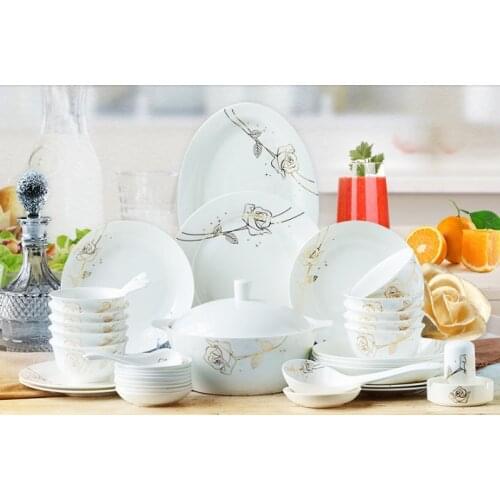 2021 Fashion Dishes 56 Pieces Porcelain Tableware Simple European Style Ceramic Tableware Classical Kitchen Dishes Combinations