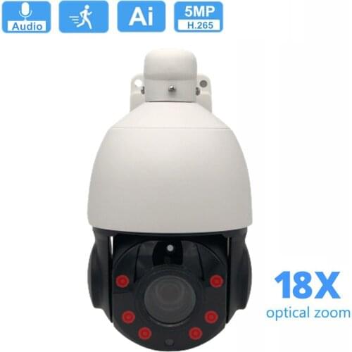 Auto Tracking PTZ Speed Dome IP Camera 1080P 5MP Outdoor 18X Zoom 6pcs Led IR 100m Two Way Audio Home CCTV Surveillance Camera