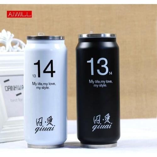 AIWILL Hot Cute Thermos Beverage Can Stainless Steel Insulated Water Bottle Straw Thermo Garrafa Termica Termos Bardak 280/450ML